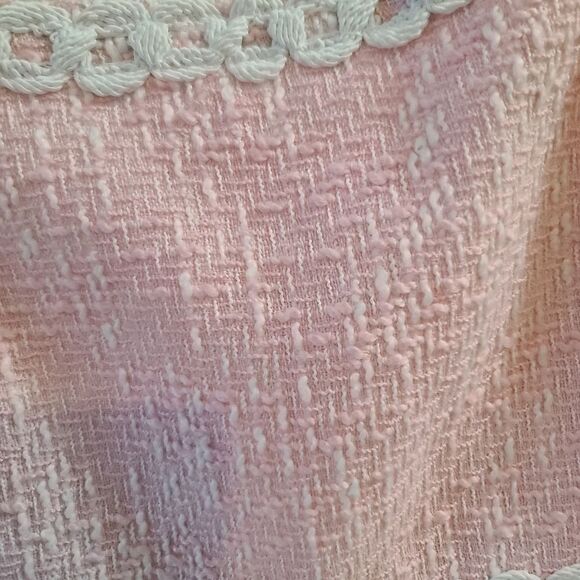 Avec Les Filles Tweed Boucle Pink White Mini Embroidered Dress XL - Picture 9 of 16